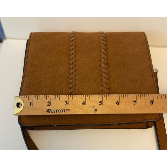 Kiss Me Couture Vegan Leather Small Crossbody Bag Laces Y2K Style Cognac Brown - Picture 10 of 16